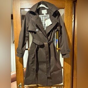 NWT Cynthia Rowley Lined, Hooded Brown Trench-Size Small